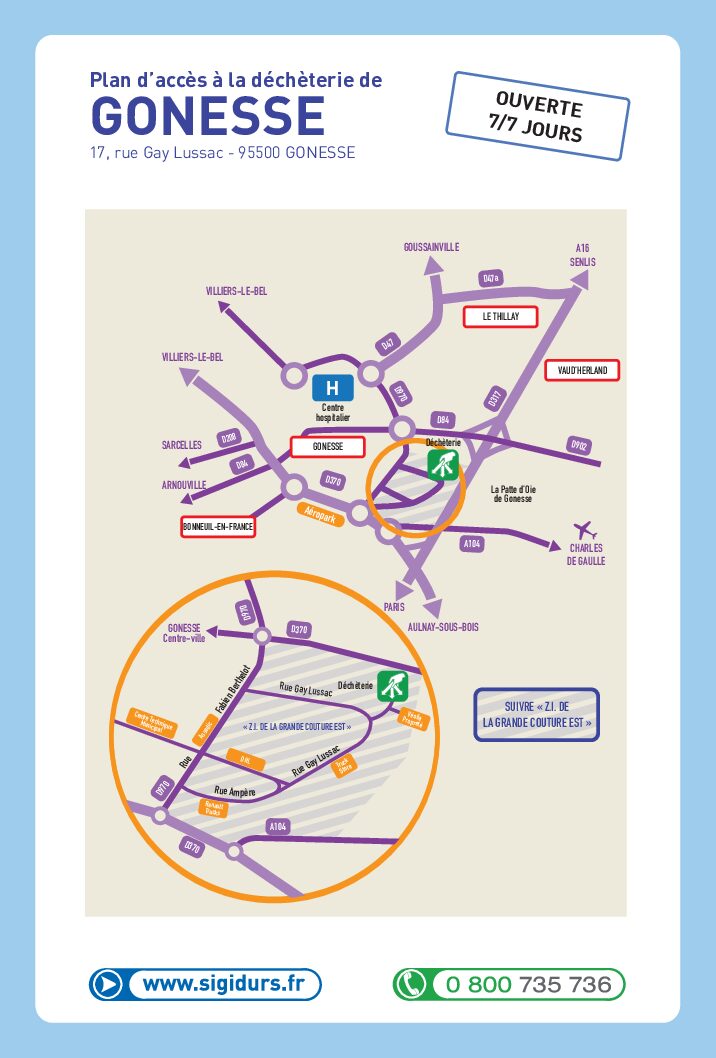 Plan d'accès à la déchetterie de Gonesse