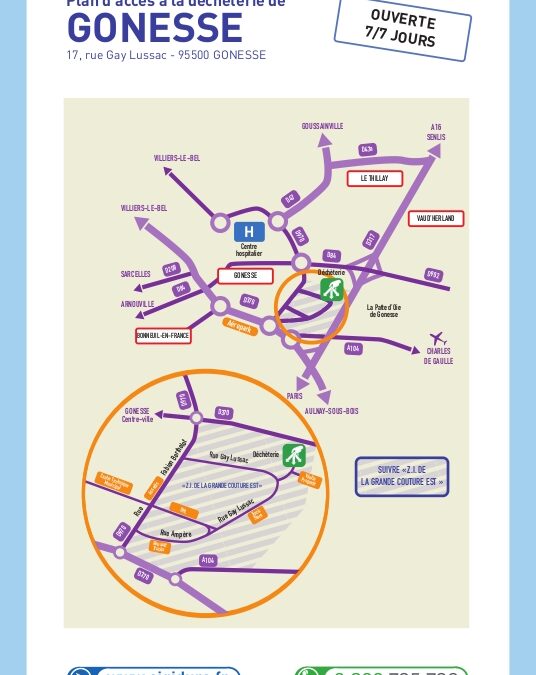 Plan d&rsquo;accès à la déchetterie de Gonesse
